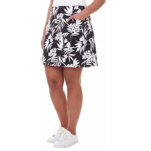 NEW S.C. & Co. Print Pull On Elastic Waist 360 Tummy Control Skirt Shorts Skort